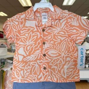 Carter’s Button Down Orange Tropical Shirt 24M